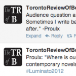 Some of The TRB's tweets from the Proulx event